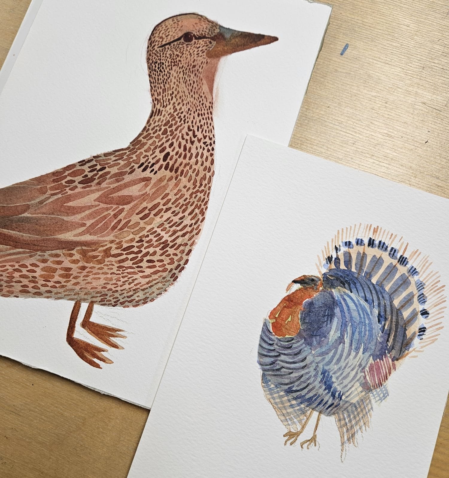 watercolor class paintings