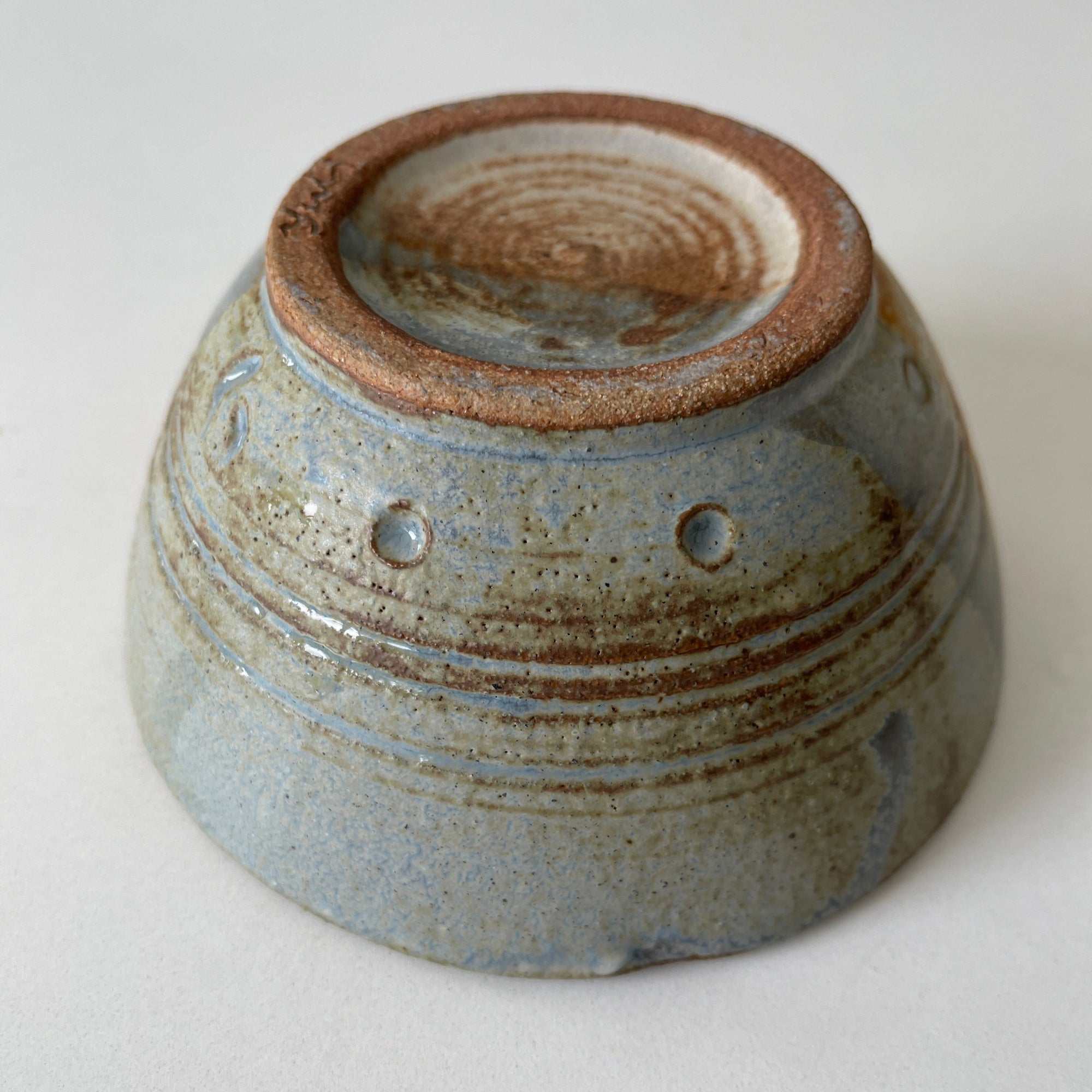 denim glaze thin on brown clay in reduction