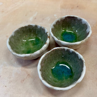 hand-built green bowls