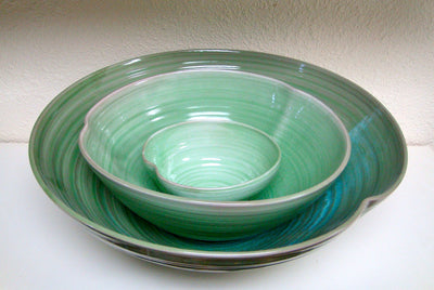 Stacked green bowls