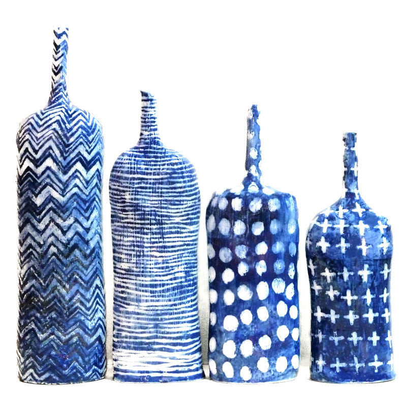 Brenda Holzke's Blue textile bottles