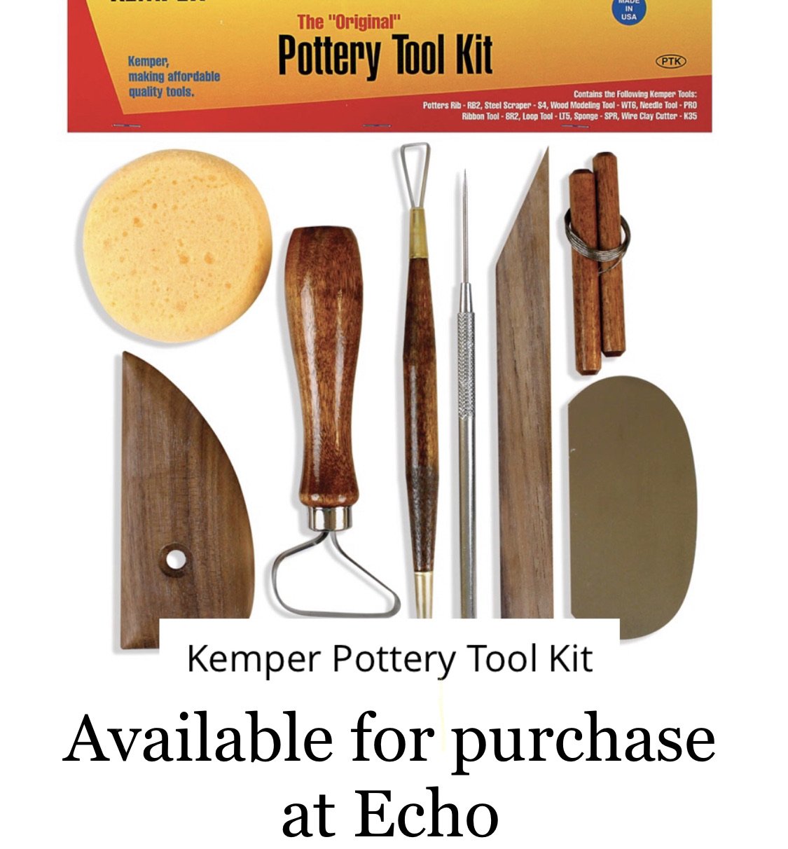 Pottery tool kit for beginning class
